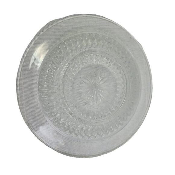 3 Vintage Cut Clear Diamond Pattern Glass Mug Plate Ashtray Mismatched Set - Picture 8 of 8